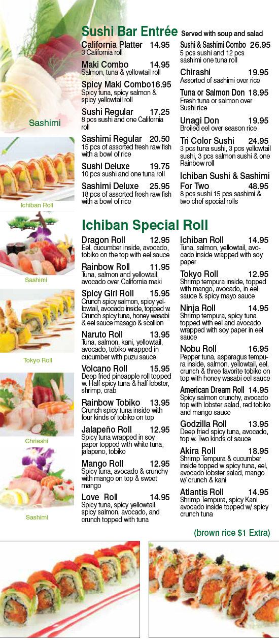 Ichiban Sushi Menu Ichiban